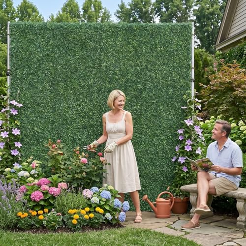 rosemorning 8x8FT Green Artificial Flower Wall Backdrop,Flower Wall Panel for Wedding Party Birthday Baby Shower Photo Booth Decor Easy to Install Reusable - color: Odmilan-green, size: 8Ft*8Ft