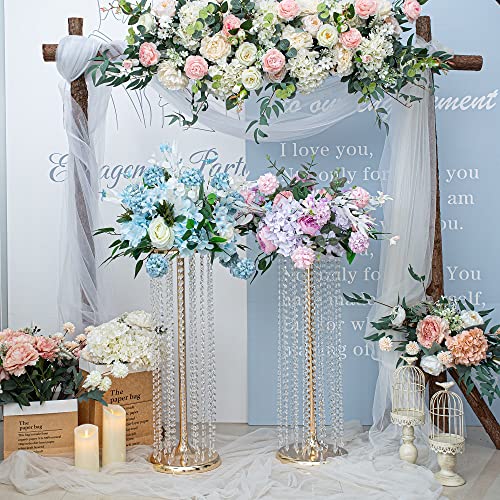 27.5in Flower Stand for Wedding Centerpieces for Tables - Metal Tall Floor vase with Acrylic Crystal, 4Pcs Gold Vases for Centerpieces Wedding Party Event, Birthday Home Decorations - color: Gold, size: 27.5"×4pcs