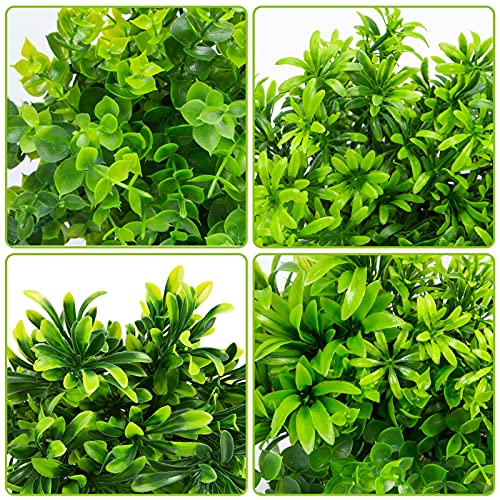 Ouddy Decor 6 Bundles Artificial Greenery Stems Mixed Fake Plastic Plants Eucalyptus Rosemary Faux Magnolia for Outdoor Indoor Garden Home Window Box Decor - color: Light Green