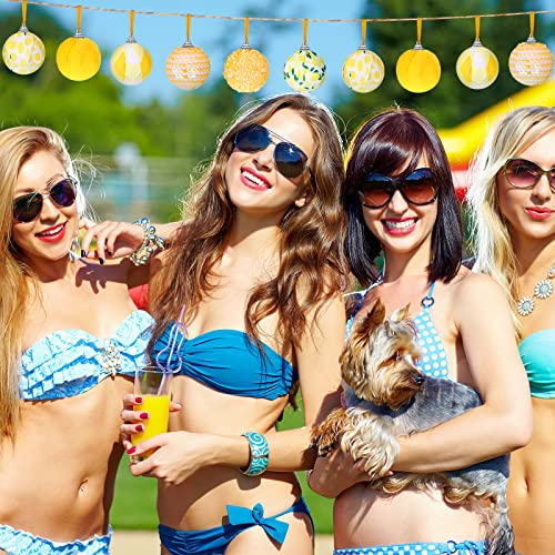Liliful 12 Pcs Summer Tree Ornaments Lemon Hanging Ornaments Shiny Sequin Fruit Decoration Yellow Ball Pendant Party Favor for Spring Summer Holiday Pendant Baubles Door Wreath Garland 1.97''