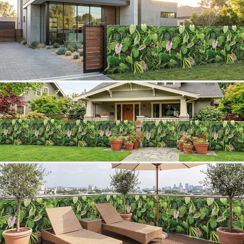 Artificial Grass Wall Panels,40"x40"Fake Flower Grass Backdrop,UV-Anti Fake Greenery Plant Boxwood Panels,Green Wall Decor for Outdoor Indoor Patio Garden Backyard Balcony Privacy Screen - size: 40x40