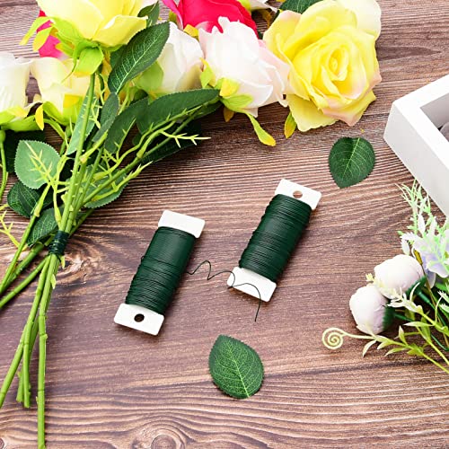 Hapeper 22 Gauge Floral Flexible Paddle Wire for Christmas Wreath Tree, Flower Arrangements, 3 Pack 114 Yards (Green) - color: Green