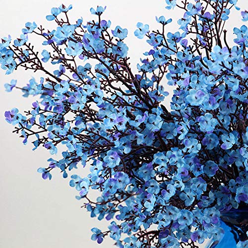 JAKY-Global Babys Breath Fabric Cloth Artificial Flowers 6 Bundle European Fake Silk Plants Decor Wedding Party Decoration Bouquets Real Touch DIY Home Garden(Blue) - color: Blue, size: 6 Bundles