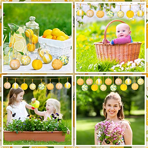 Liliful 12 Pcs Summer Tree Ornaments Lemon Hanging Ornaments Shiny Sequin Fruit Decoration Yellow Ball Pendant Party Favor for Spring Summer Holiday Pendant Baubles Door Wreath Garland 1.97''