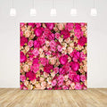 Ticuenicoa 8x8ft Pink Red Rose Flowers Photography Backdrop Valentine's Day Photo Background Baby Shower Wedding Birthday Decoration Bridal Shower Wedding Blossoms Roses Wall Art - size: 8x8ft
