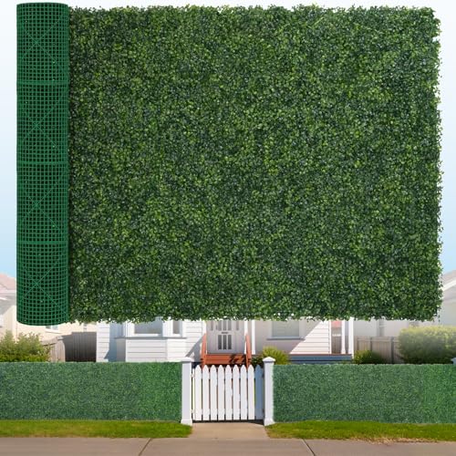 Artificial Boxwood Roll, 71x144 in(72 sqft) UV-Anti Faux Ivy Hedge Grass Wall Panels for Patio and Balcony Privacy, Fake Greenery Backdrop Decor for Fence, Garden, Backyard - size: 71x144inch