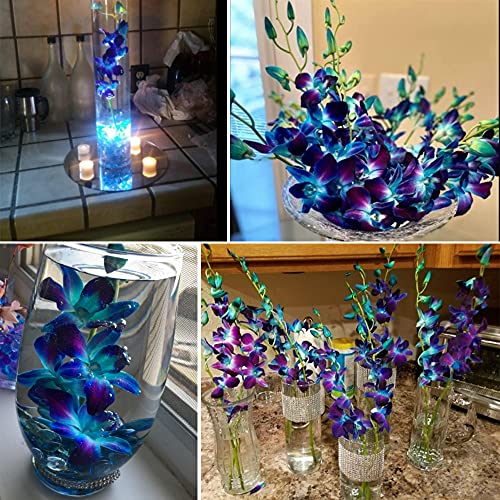 60Pcs Artificial Orchids Flower Heads, Fake Orchid Blooms Head for Wedding Cake Centerpieces Decor Bouquet Making DIY Crafts Bridal Shower Photography Props - color: Purple and Blue