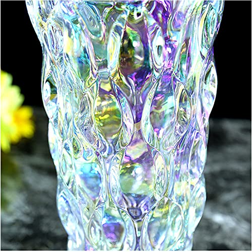 9.5" High Thickened Multi-Colored Glass Flower Vase for Home Decor, Dining Wedding Table Office Holiday Party Centerpiece Decoration - color: Colorful Glass Vase