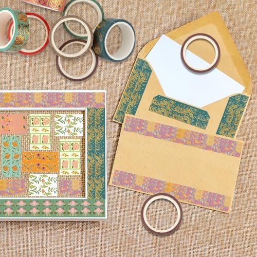 Washi Tape Set 20 Rolls Gold Foil Floral Decorative Tape Vintage Aesthetic Masking Tape for Arts Scrapbooking, Bullet Journaling, DIY Crafts, Planners, Gift Wrapping - style: Gold Foil Floral