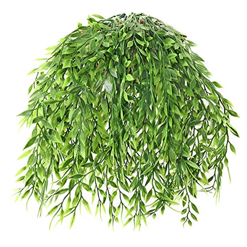 Artificial Hanging Plants, Fake Vines Plastic Ivy Greenery Christmas Decorations Garland Faux Weeping Willow Vine Grass Outdoor Indoor Home Garden Party Wedding Bedroom Wall Decor - Green 8 Pack - color: Weeping Willow/ 8 Pack