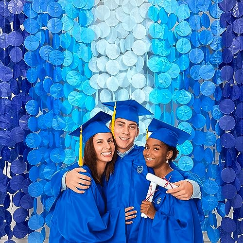 PinkBlume 205 Ft Blue Party Decorations Ombre Navy Circle Dot Backdrop Streamer Royal Tissue Paper Polka Hanging Garland for Birthday Graduation Wedding Under The Sea Nautical Ahoy Achor - color: Ombre Blue