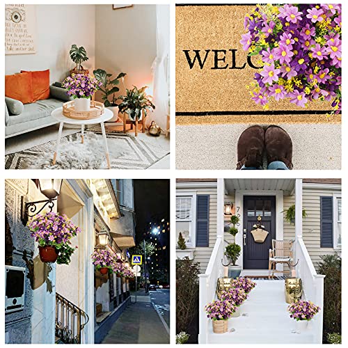 Uieke 6PCS Artificial Flowers for Outdoors UV Resistant, Fake Daisy Mums Flowers No Fade Greenery Shrubs Faux Purple Flowers for Outside Home Wedding Garden Spring Summer Décor - color: Purple, size: 6