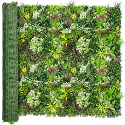 ODTORY Artificial Plant Wall Panels: 80"×120" UV-Anti Faux Grass Wall Backdrop Boxwood Ivy Fence Privacy Screen Fake Greenery Leaf Hedge for Outdoor,Indoor,Garden,Backyard and Home Decor - size: 80"x120" 1P