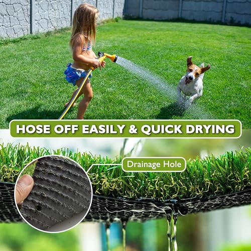 COOLCHOICE Artificial Grass Turf with Drainage Holes for Dog Potty Training 3 ft x 5 ft, 3 cm Fake Outdoor Rug Pee Pad for Patio Balcony Backyard, Indoor Green Mat Home Decoration, UV Flame Resistant - size: 3 ft x 5 ft