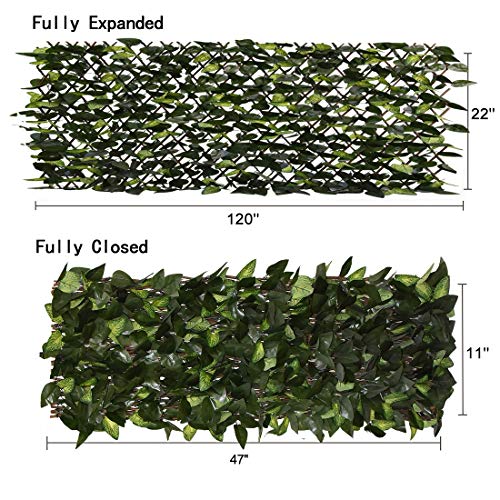 Expandable Faux Ivy Fence,Artificial Privacy Screen Decor for Outdoor Wall, Balcony and Patio, Single Sided Leaves (Green,2) - color: Green