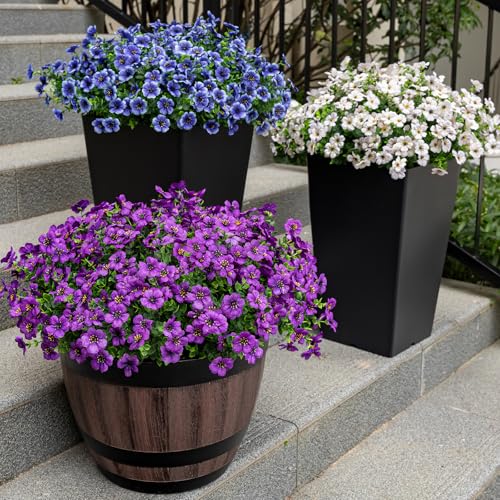 Lnoicy 20 Bundles Artificial Flowers for Outdoor Fake Plants for Spring Decoration,Faux Eucalyptus Flowers for Planter UV Resistant Lifelike for Home Porch Garden（Purple） - color: Purple