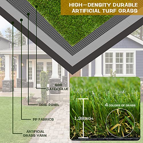 Heyroll Artificial Grass Thick Turf Rug 3 ft x 5 ft, 35MM Outdoor Indoor Fake Grass Mat, Astro Turf Lawn for Dogs Pets, Synthetic Grass Rug with Drainage Holes & Rubber Backing/Custom Size - size: 3FTx5FT