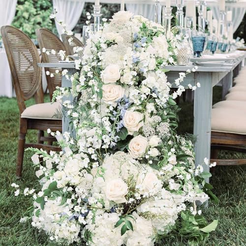 43.3in White Delphinium Artificial Flowers 5pcs Faux Snapdragon Flowers Long Stem Silk Flowers for Vase Table Centerpiece Home Wedding Party Garden Decoration(White) - color: White