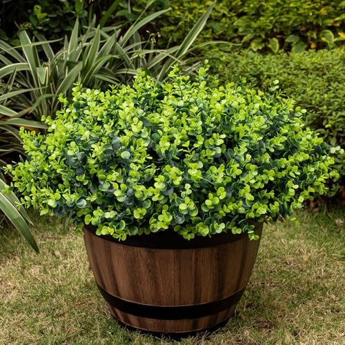 20 Bundles Artificial Plants for Outdoor Fake Plants for Spring Decoration,Faux Eucalyptus Plants for Planter UV Resistant Lifelike for Home Porch Garden（Green） - color: Green