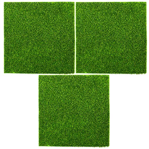 AUEAR, Artificial Garden Grass Life-Like Lawns Squares Fake Fairy Mats Turf Patch Ornament Decoration (3 Pack, 12"x12") - color: 12"x12", size: 3 Pack