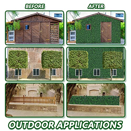 Grooy 16PCS Grass Wall, Artificial Boxwood Panels, Privacy Hedge Fence Screen with UV Protection, Greenery Backdrop for Indoor Home Wedding Decor and Outdoor Garden Backyard
