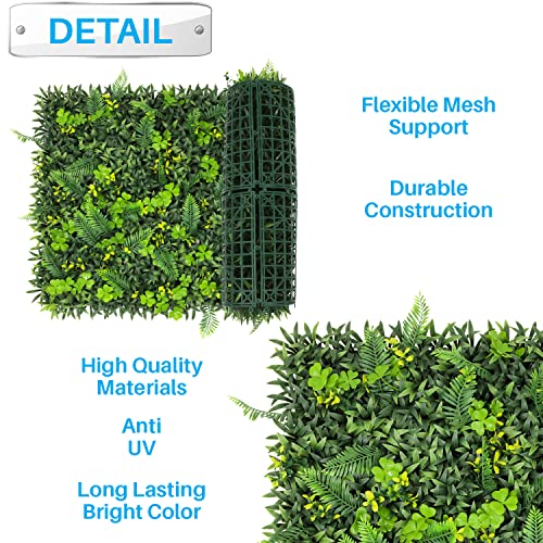 Patio Paradise Artificial Greenery Grass Wall Panels, 20"x20" (6pc) Faux Grass Boxwood Backdrop Fake Ivy Privacy Screen Green Hedge for Indoor Outdoor Décor, 11 3D Mixed - color: #11 3D Mixed, size: 20"x20"