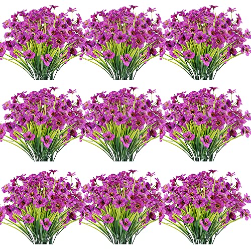 JEMONG 30 Bundles Artificial Flowers Outdoor UV Resistant Fake Flowers No Fade Faux Plastic Plants Garden Porch Window Box Decorating(Purple) - color: Purple, size: 30Bundles