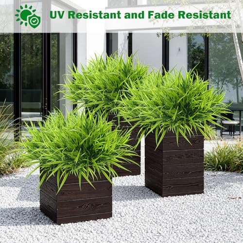 Uieke 28 Bundles Artificial Outdoor Plants UV Resistant Fake Grass Plants Faux Plastic Plants Greenery Shrubs for Home Garden Pathway Window Box Front Porch Spring Summer Decor, Green - color: Green, size: 28