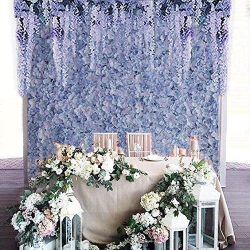 Tableclothsfactory 4 PCS Serenity Blue Silk Hydrangea Flower Mat Wall Wedding Event Decor for DIY Centerpiece Arrangement Party Decorations - color: Serenity Blue