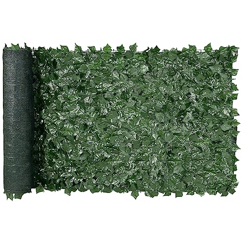 VEVOR Artificial Ivy Privacy Fence Screen, 39 x 98 in Faux Ivy Vine Leaf Hedges Fence, Greenery Privacy Fence with Mesh Cloth Backing, Green Wall Decoration for Outdoor Garden, Yard, Balcony - color: Ivy with Green Mesh Backing, size: 39 x 98 inch