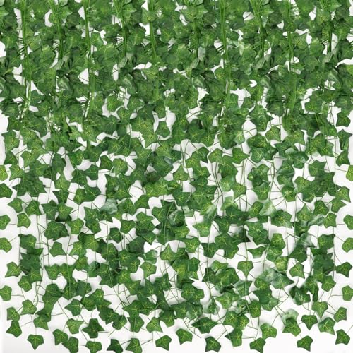 CEWOR Fake Ivy for Room Decor 12pcs Fake Vines Greenery Garland Wall Decor - size: 84ft