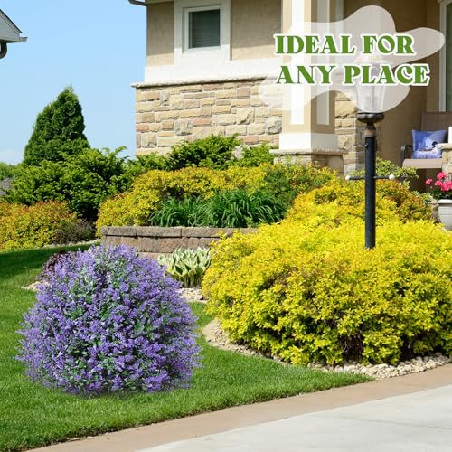 Lunmon 2 Pack 24" Artificial Topiary Ball Plants Trees with Flowers, Outdoor Fake Topiary Plants with Ground Spike, UV Resistant Faux Bushes for Indoor Outdoor Front Door Decor(Purple,Rose) - color: Purple, style: Rose