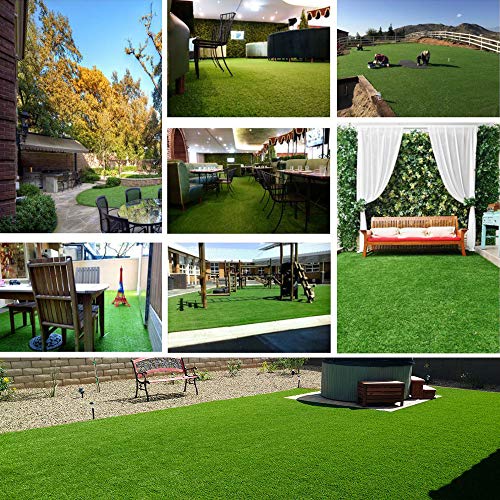 Artificial Grass Lawn Turf 4 FT x 7 FT(28 Square FT) 0.8inch Realistic Synthetic Grass Mat, Indoor Outdoor Garden Lawn Landscape for Pets,Fake Faux Grass Rug with Drainage Holes - size: 4FTx7FT