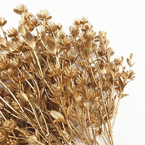 Artificial Golden Baby Breath Flowers, Plastic Fake Gypsophila Flower for Indoor Outdoor Christmas Wedding Home Party Table Arrangement Decoration DIY Planter Filler Gold Leaves Decoration - 3 Pack - color: Gold Babys Breath - 3 Pack