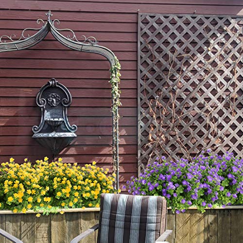 6 Bundles Artificial Flowers, Fake Artificial Greenery UV Resistant No Fade Faux Plastic Plants for Wedding Bridle Bouquet Indoor Outdoor Home Garden Kitchen Office Table Vase (Yellow) - color: Yellow