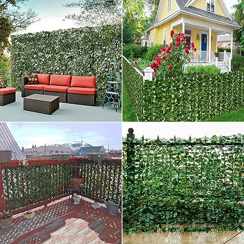 Privacy Fence Screen Artificial Ivy Grass Wall Screen 120x40 in Balcony Fence Privacy Screen Faux Vines Green Backdrop Fake Ivy Wall Panels Hedge Fence for Patio,Garden, Backyard Indoor Outdoor deocr - size: 120*40 inches without LED Lights