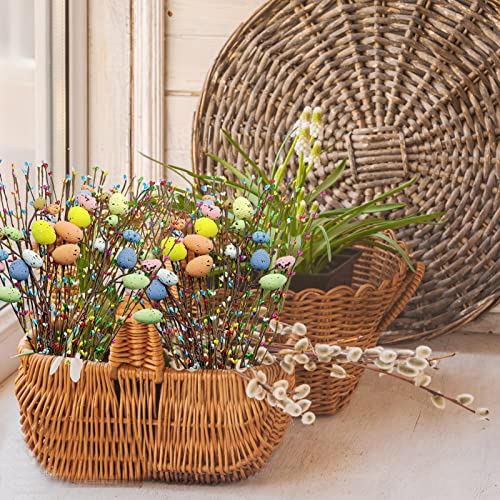 41 Pcs Artificial Easter Spray Vine with Pastel Easte Eggs and Decorative Berries Spring Floral Stems-Easte Egg Twig Branches for Easter Crafts Floral Arrangement Wreath Making Decoration