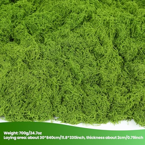 Artificial Green Moss for Potted Plants, 24.7 oz Fake Moss Decor for Indoor Plants, Glass Containers, Wedding, Gardens, DIY Crafts (Light Green)