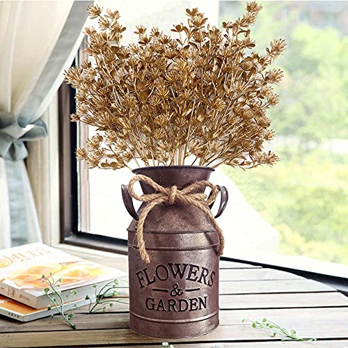 Gold Baby Breath Artificial Christmas Flowers, Plastic Gypsophila Plant Fake Plants for Wedding Bridal Bouquet Party Indoor DIY Home Hall Table Centerpieces Arrangements Decoration - Golden 2 Pcs - color: Gold Baby's Breath - 2 Pack