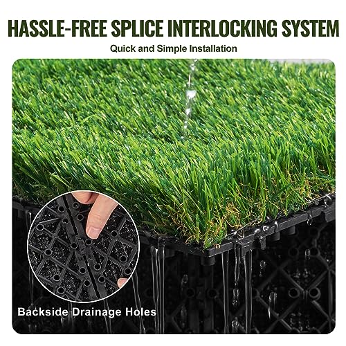 VEVOR Artifical Grass Tiles Interlocking Turf Deck Set, 18 Pack - 12"x12", Synthetic Fake Grass Self-draining Mat Flooring Decor Pad, Perfect For Multi-Purpose Indoor Outdoor Entryway Scraper Dog Mats - size: 18 Pack - 12"x12"