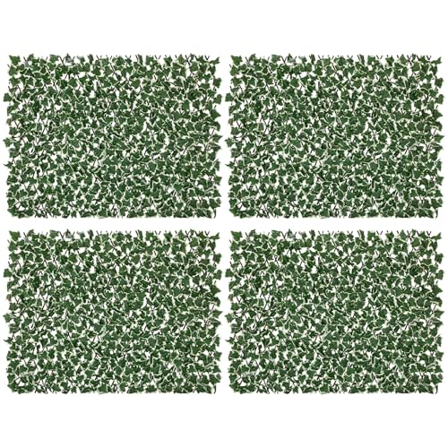 Expandable Fence Privacy Screen for Balcony Patio Outdoor, Greenery Expandable Stretchable Covers Panel Privacy Fence, Single Sided Leaves (Green White Ivy, 4 Pack) - color: Green&White Ivy, size: 4 Pack