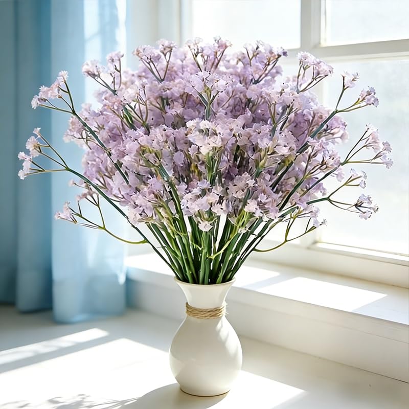 10 Pcs Babys Breath Light Purple Artificial Flowers, Real Touch Gypsophila Fake Flowers for Wedding, Home Decor, Vase Filler, Table Centerpieces, Party Decorations - color: 10pcs Light Purple