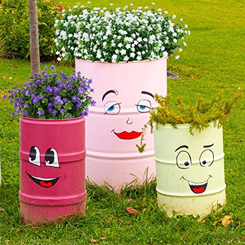 24 Bundles Artificial Flowers Fake Boxwood Shrubs UV Resistant No Fade Faux Greenery Faux Plastic Lotus for Home Garden Hanging Planter Indoor Porch Patio Office Wedding Decoration(White) - color: White