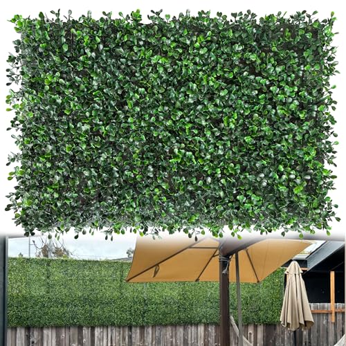 ODTORY Artificial Grass Wall Panels, 24 x 16 in 24P (64 sqft) UV-Resistant Faux Boxwood Vine Privacy Screen, Greenery Fence Cover for Balcony, Backyard, Garden and Indoor Outdoor Home Decor - size: 16"X24" 24P