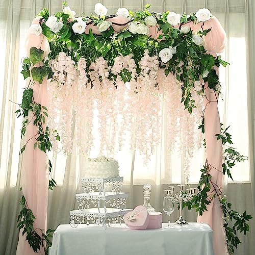 BLEUM CADE 36Pcs Pink Fake Wisteria Hanging Flowers, 3.6Ft/Pcs Artificial Wisteria Garland, Hanging Flowers for Wedding Party Home Backdrop Wall Decoration - color: Pink, size: 36pcs