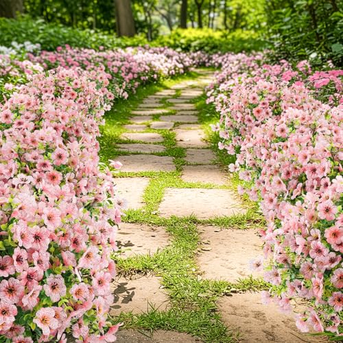 ATTGREAT Artificial Flowers Outdoors Faux Plants UV Resistant Fake Flowers Daisy 12 Bundles Plastic Greenery Plnats Outside for Garden Planter Patio Porch Spring Summer Home Home Decor, Pink - color: Pink, size: 12PCS