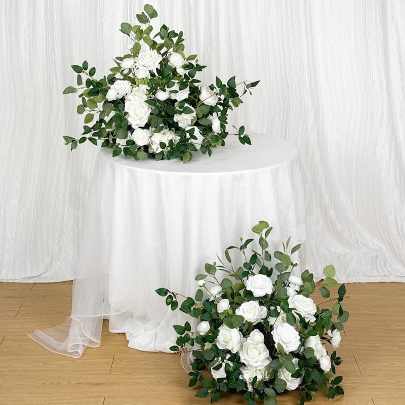 White Ground Flowers, White Wedding Decor, Aisle Flower Decoration, Barrel Whiskey Arrangement, Alter Flowers, Bridal Shower (20in) - size: 20in