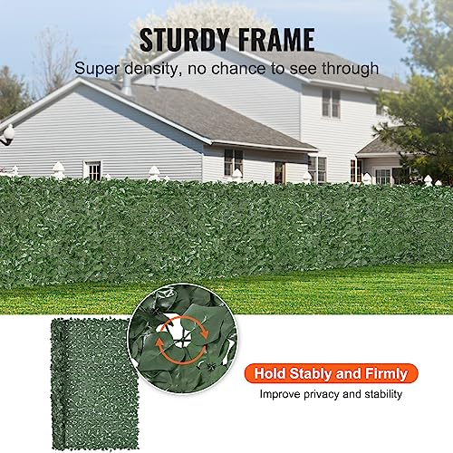 VEVOR Artificial Ivy Privacy Fence Screen, 96 x 72 in Faux Ivy Vine Leaf Hedges Fence, Greenery Privacy Fence with Strengthened Joint, Green Wall Decoration for Outdoor Garden, Yard, Balcony - color: Ivy, size: 96 x 72 inch