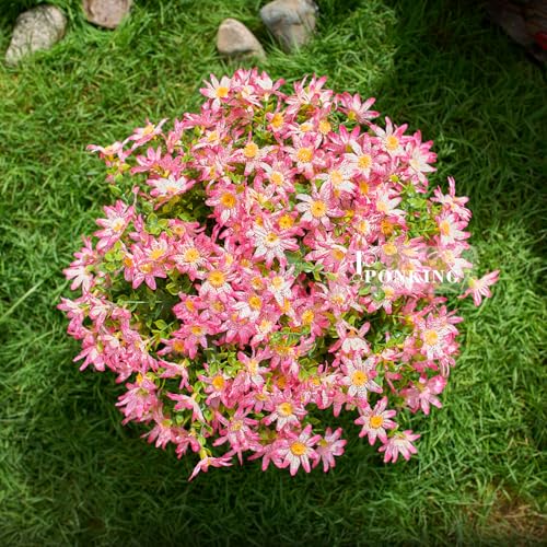 PONKING Artificial Flowers for Outdoors Patio Decoration 12 Bundles Fake Flower Daisy UV Resistant Faux Plants Yard Garden Porch Home Boxwood Planter Patio Mothers Day Decor, Deep Pink Flower - color: D Deep Pink Daisy 12pcs