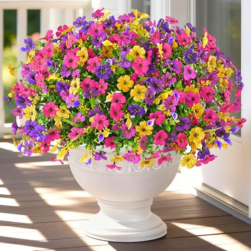 BLEUM CADE Artificial Flowers for Outdoors, 24 Bundles Faux Plants Outdoor Artificial Flowers for Decoration, UV Resistant Fake Flowers Artificial Plants & Flowers for Outdoors Garden Decor - color: Mixed Color, size: 24 Pack